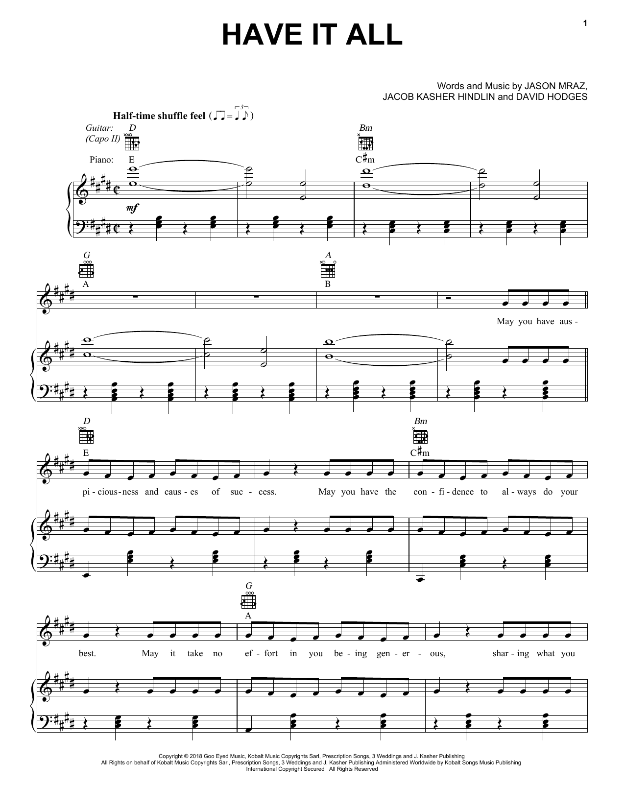 Download Jason Mraz Have It All Sheet Music and learn how to play Ukulele Chords/Lyrics PDF digital score in minutes