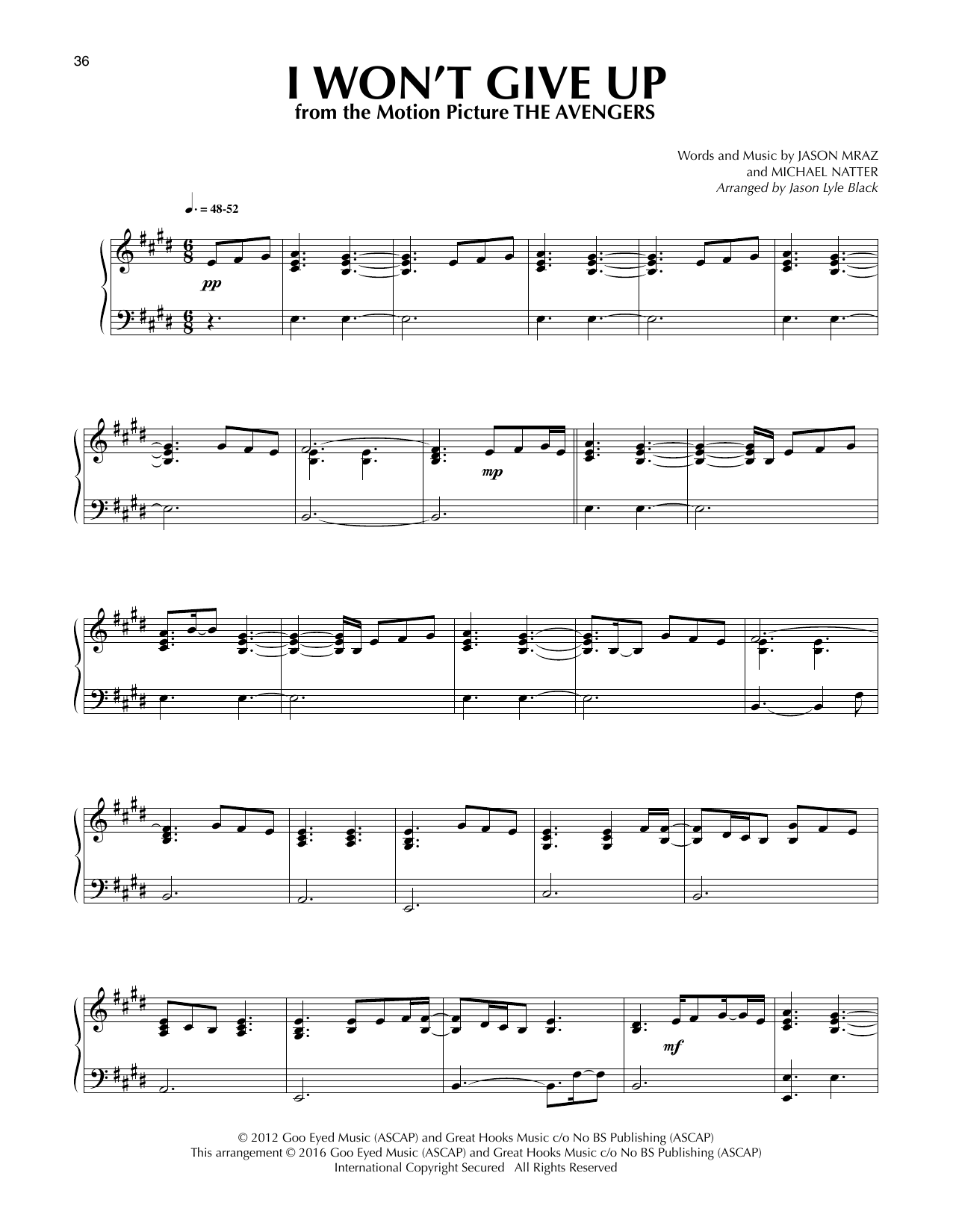 Download Jason Lyle Black I Won't Give Up Sheet Music and learn how to play Piano PDF digital score in minutes