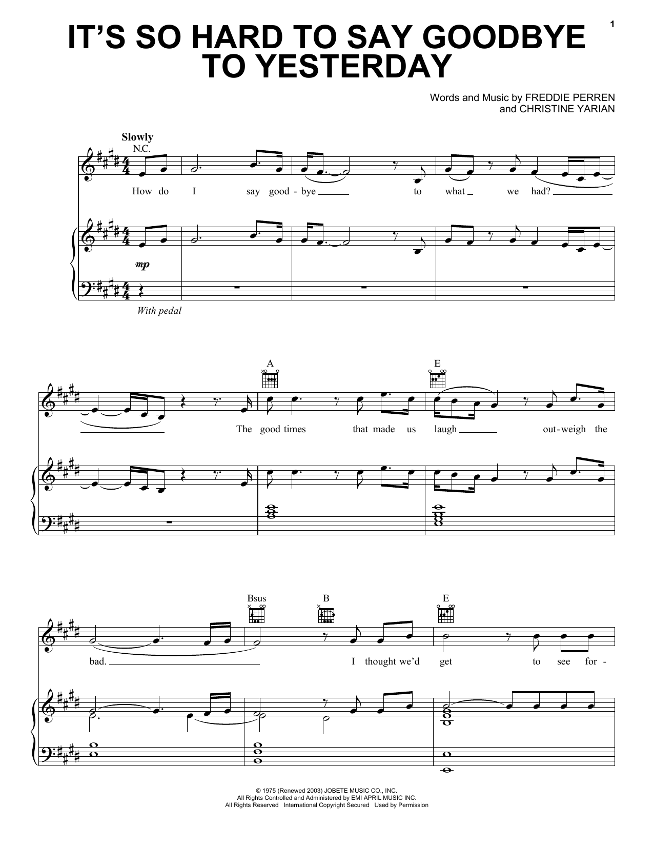 Download Jason Mraz It's So Hard To Say Goodbye To Yesterday Sheet Music and learn how to play Piano, Vocal & Guitar (Right-Hand Melody) PDF digital score in minutes