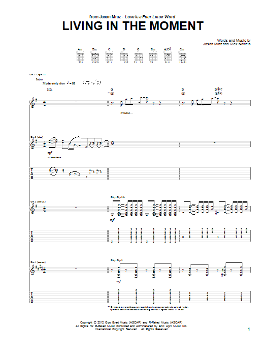 Download Jason Mraz Living In The Moment Sheet Music and learn how to play Piano, Vocal & Guitar (Right-Hand Melody) PDF digital score in minutes