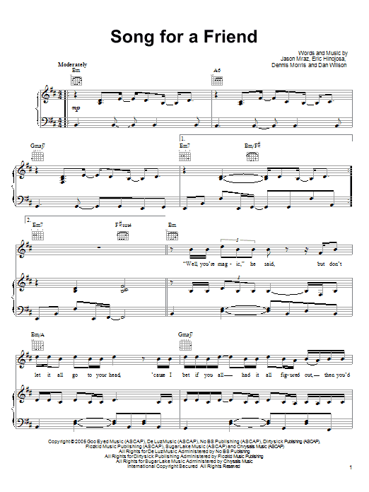 Download Jason Mraz Song For A Friend Sheet Music and learn how to play Ukulele with strumming patterns PDF digital score in minutes