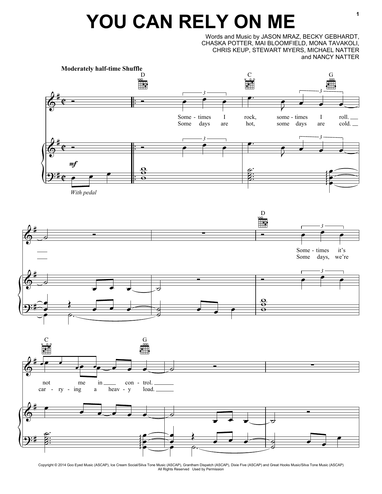 Download Jason Mraz You Can Rely On Me Sheet Music and learn how to play Guitar Tab PDF digital score in minutes