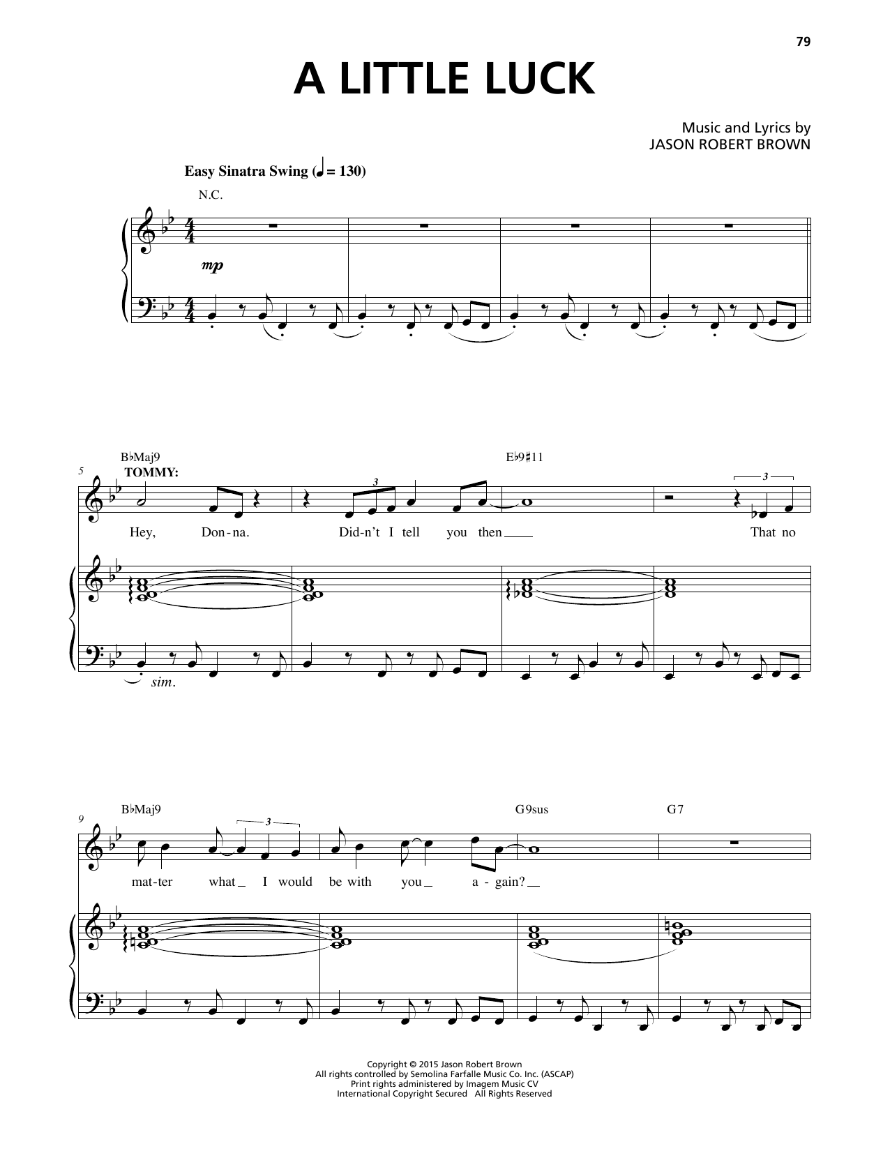 Download Jason Robert Brown A Little Luck Sheet Music and learn how to play Piano & Vocal PDF digital score in minutes
