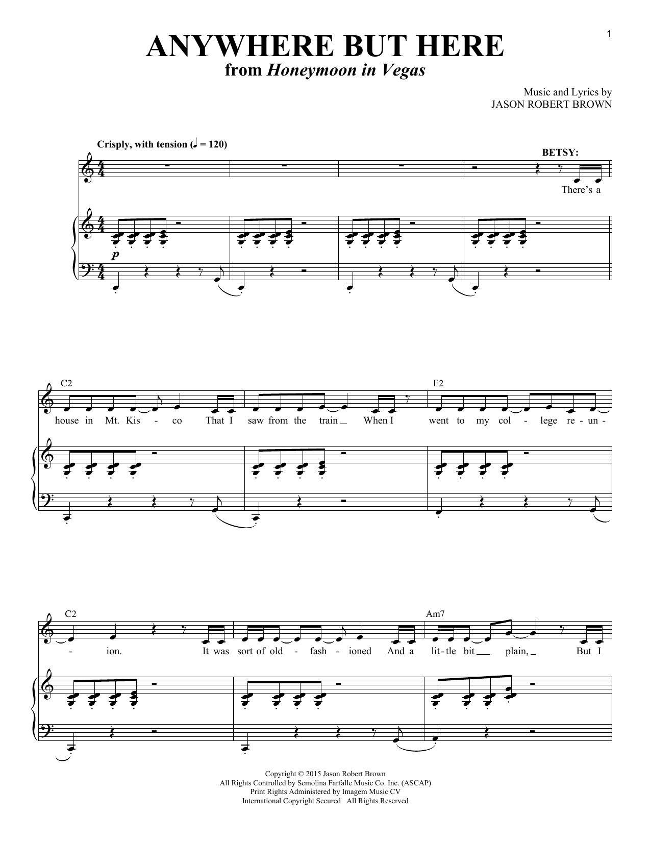 Download Jason Robert Brown Anywhere But Here Sheet Music and learn how to play Piano & Vocal PDF digital score in minutes
