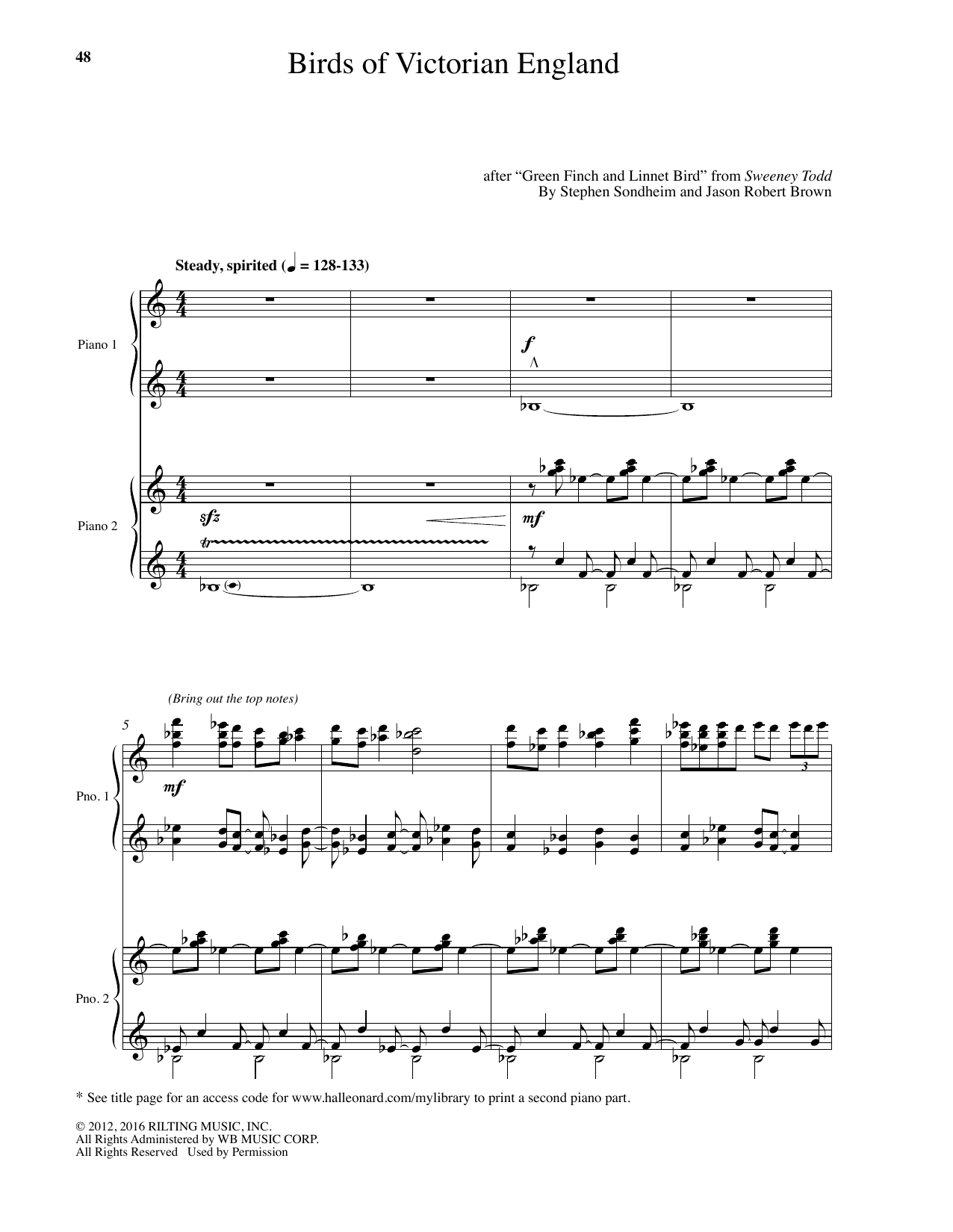 Download Jason Robert Brown Birds Of Victorian England Sheet Music and learn how to play Piano PDF digital score in minutes