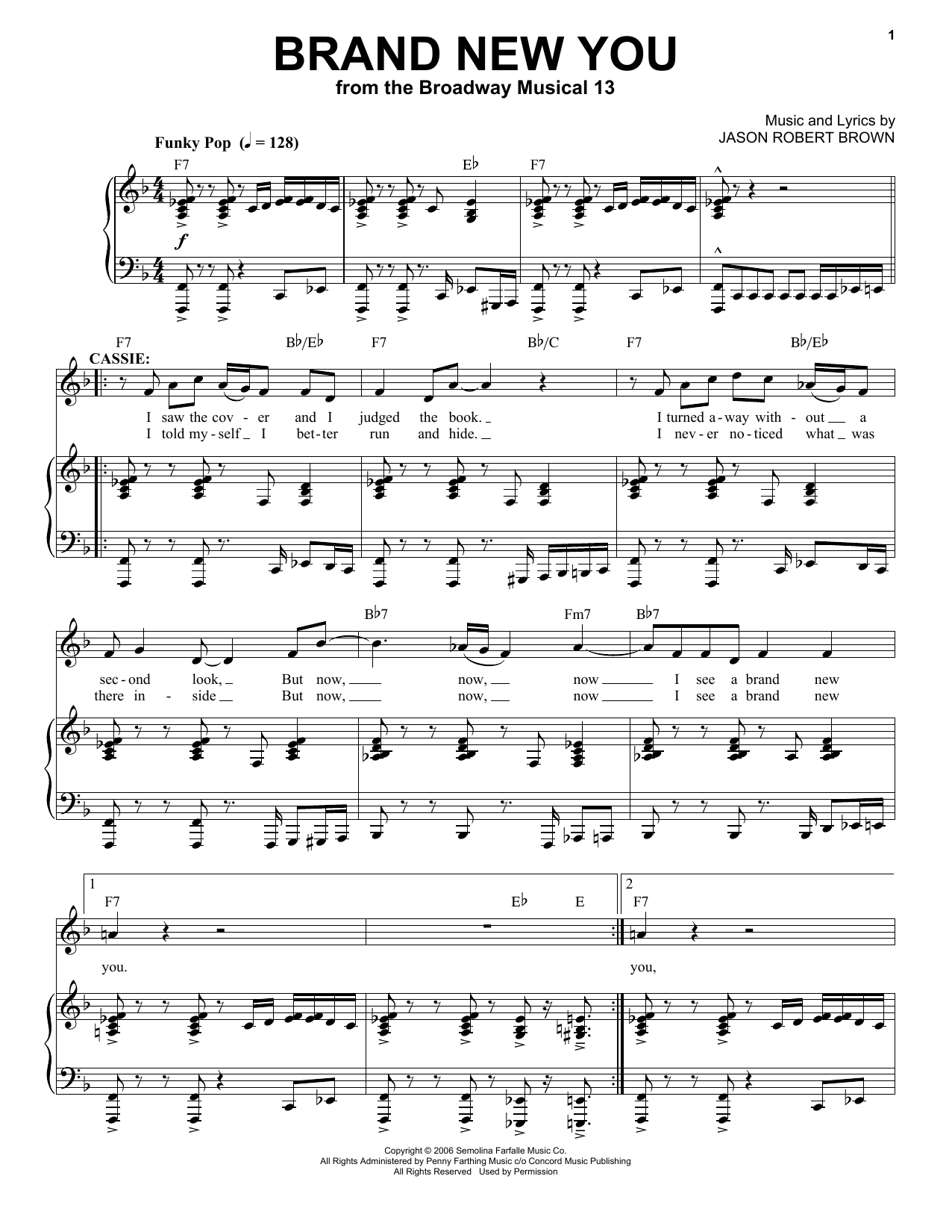 Download Jason Robert Brown Brand New You Sheet Music and learn how to play Piano, Vocal & Guitar (Right-Hand Melody) PDF digital score in minutes