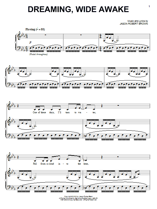 Download Jason Robert Brown Dreaming, Wide Awake Sheet Music and learn how to play Piano, Vocal & Guitar (Right-Hand Melody) PDF digital score in minutes