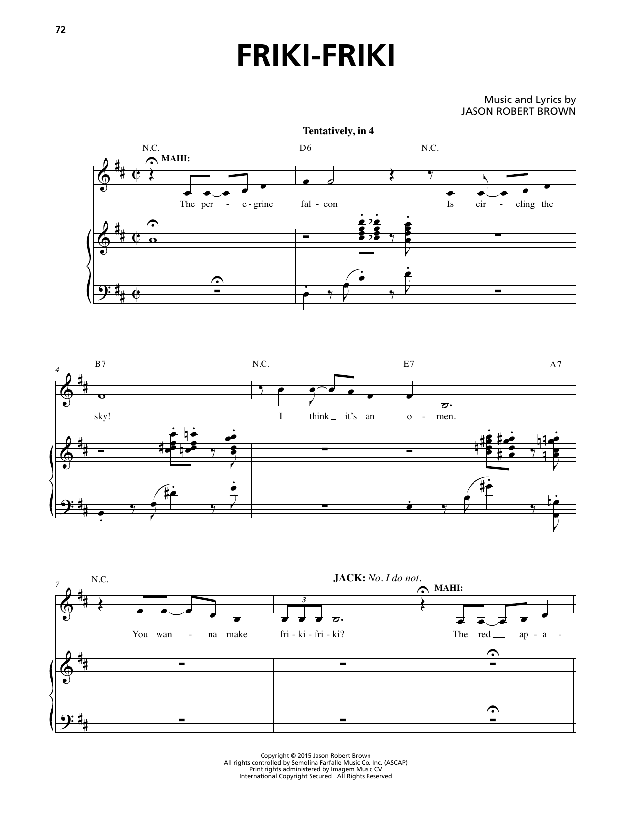 Download Jason Robert Brown Friki-Friki Sheet Music and learn how to play Piano & Vocal PDF digital score in minutes