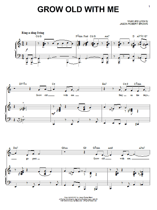 Download Jason Robert Brown Grow Old With Me Sheet Music and learn how to play Piano, Vocal & Guitar (Right-Hand Melody) PDF digital score in minutes