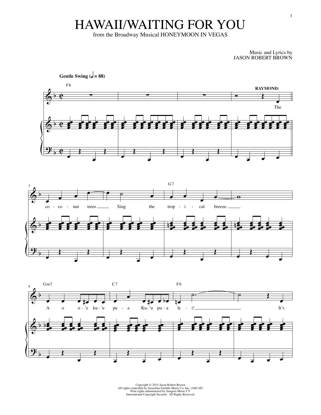 Download Jason Robert Brown Hawaii/Waiting For You Sheet Music and learn how to play Piano & Vocal PDF digital score in minutes