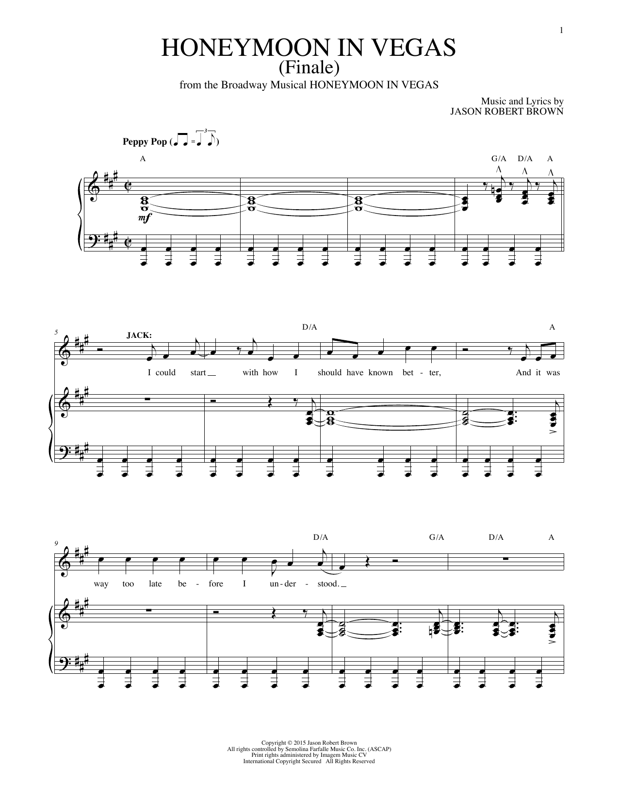 Download Jason Robert Brown Honeymoon In Vegas (Finale) Sheet Music and learn how to play Piano & Vocal PDF digital score in minutes