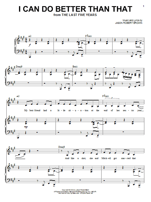 Download Jason Robert Brown I Can Do Better Than That Sheet Music and learn how to play Piano, Vocal & Guitar (Right-Hand Melody) PDF digital score in minutes