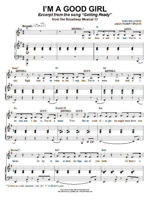 Download Jason Robert Brown I'm A Good Girl Sheet Music and learn how to play Piano, Vocal & Guitar (Right-Hand Melody) PDF digital score in minutes