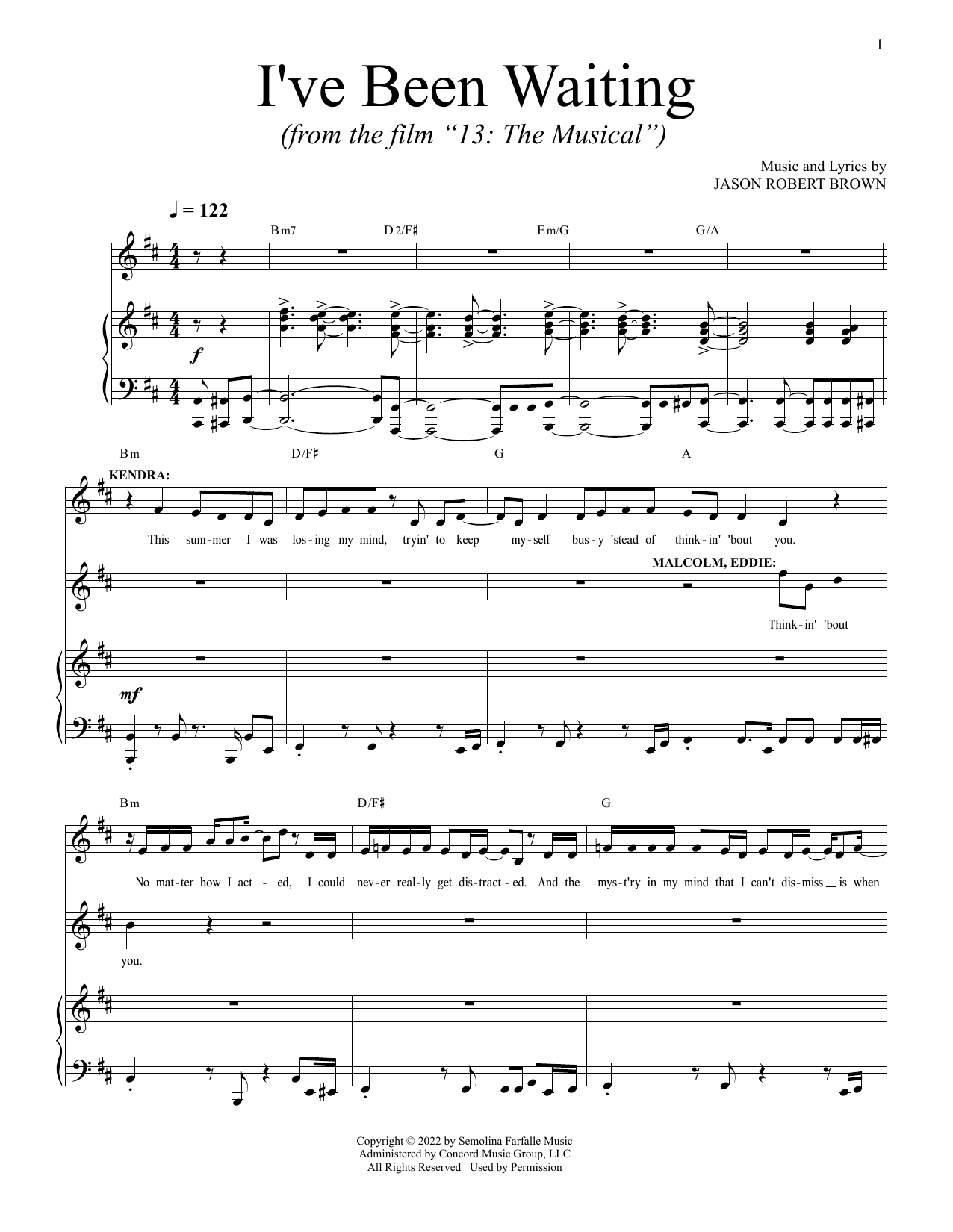 Download Jason Robert Brown I've Been Waiting (from 13: The Musical) (Netflix film) Sheet Music and learn how to play Piano & Vocal PDF digital score in minutes
