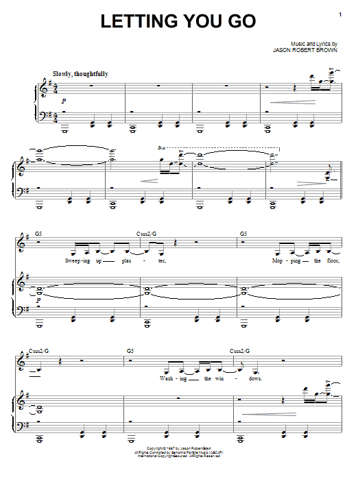 Download Jason Robert Brown Letting You Go Sheet Music and learn how to play Piano, Vocal & Guitar (Right-Hand Melody) PDF digital score in minutes