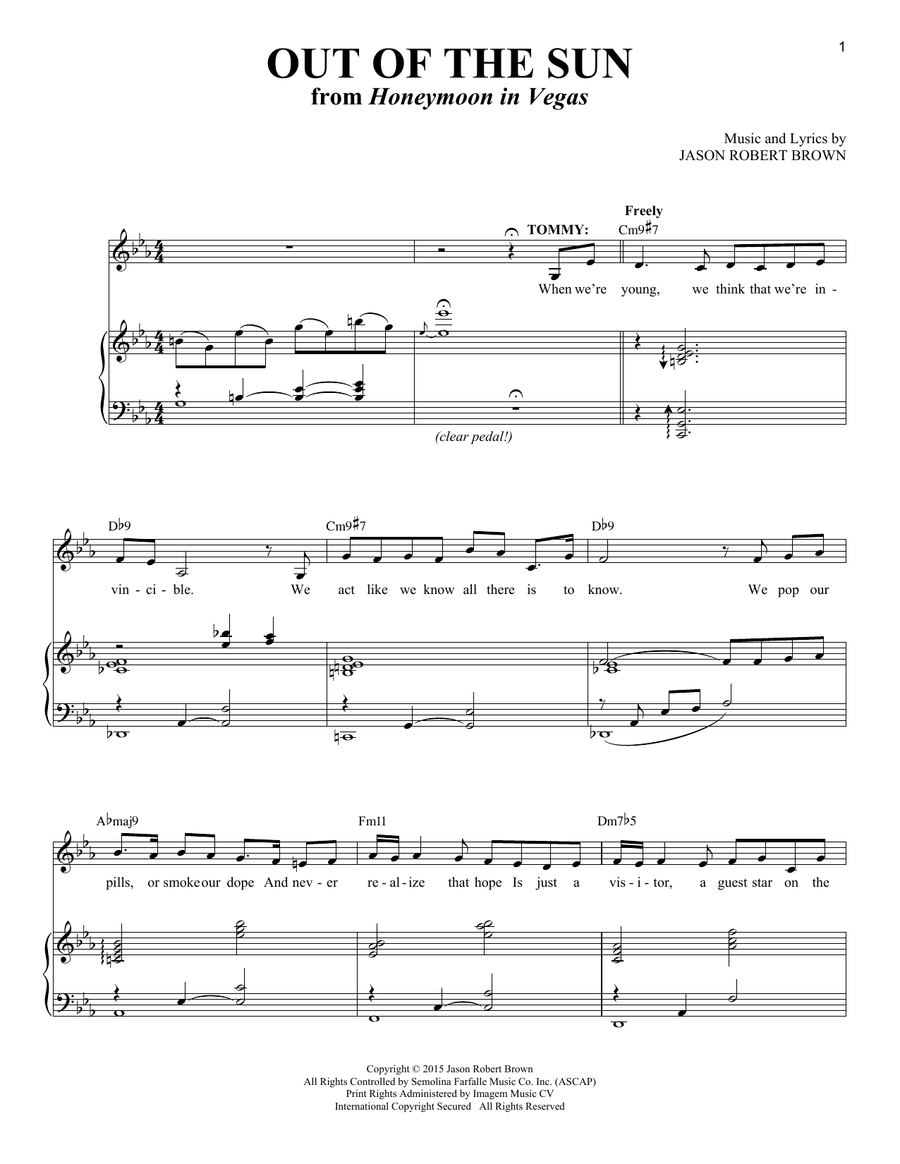 Download Jason Robert Brown Out Of The Sun Sheet Music and learn how to play Piano & Vocal PDF digital score in minutes