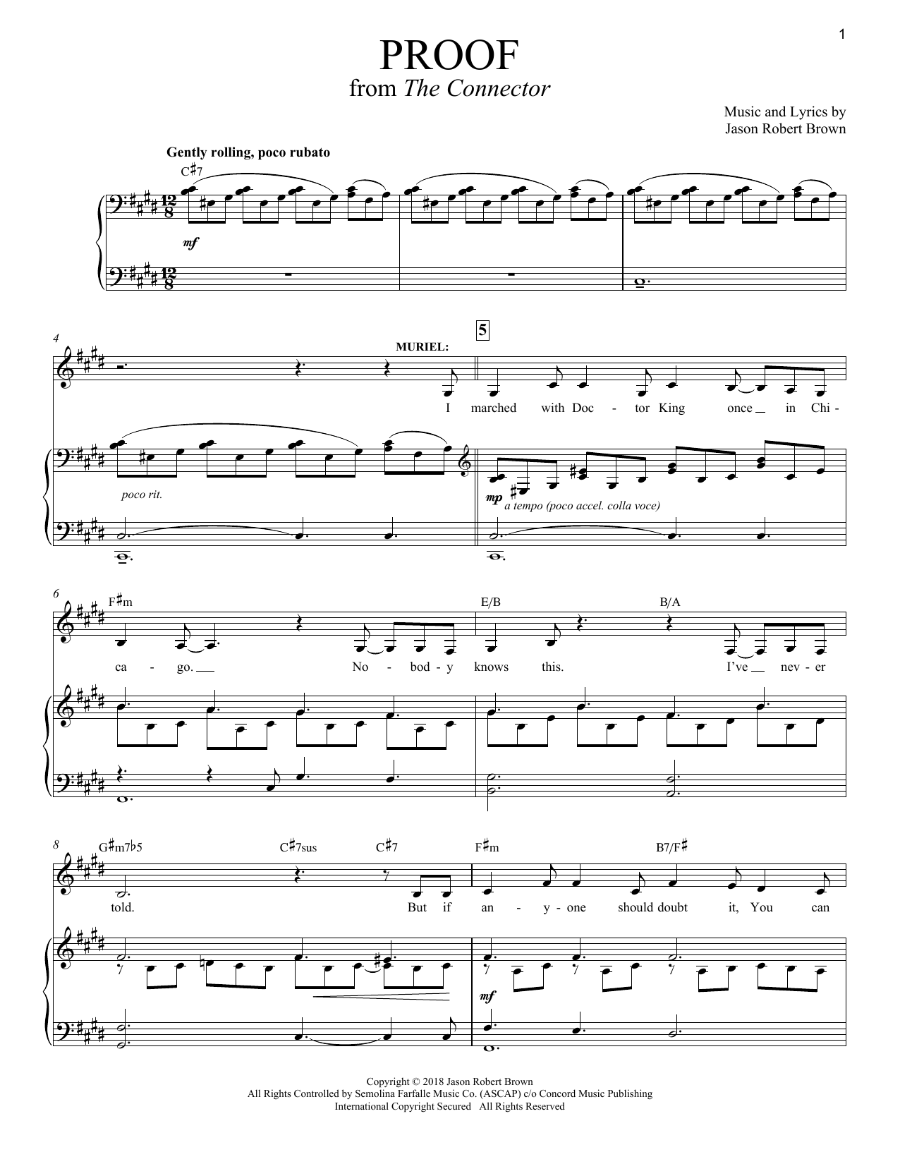 Download Jason Robert Brown Proof (from The Connector) Sheet Music and learn how to play Piano & Vocal PDF digital score in minutes