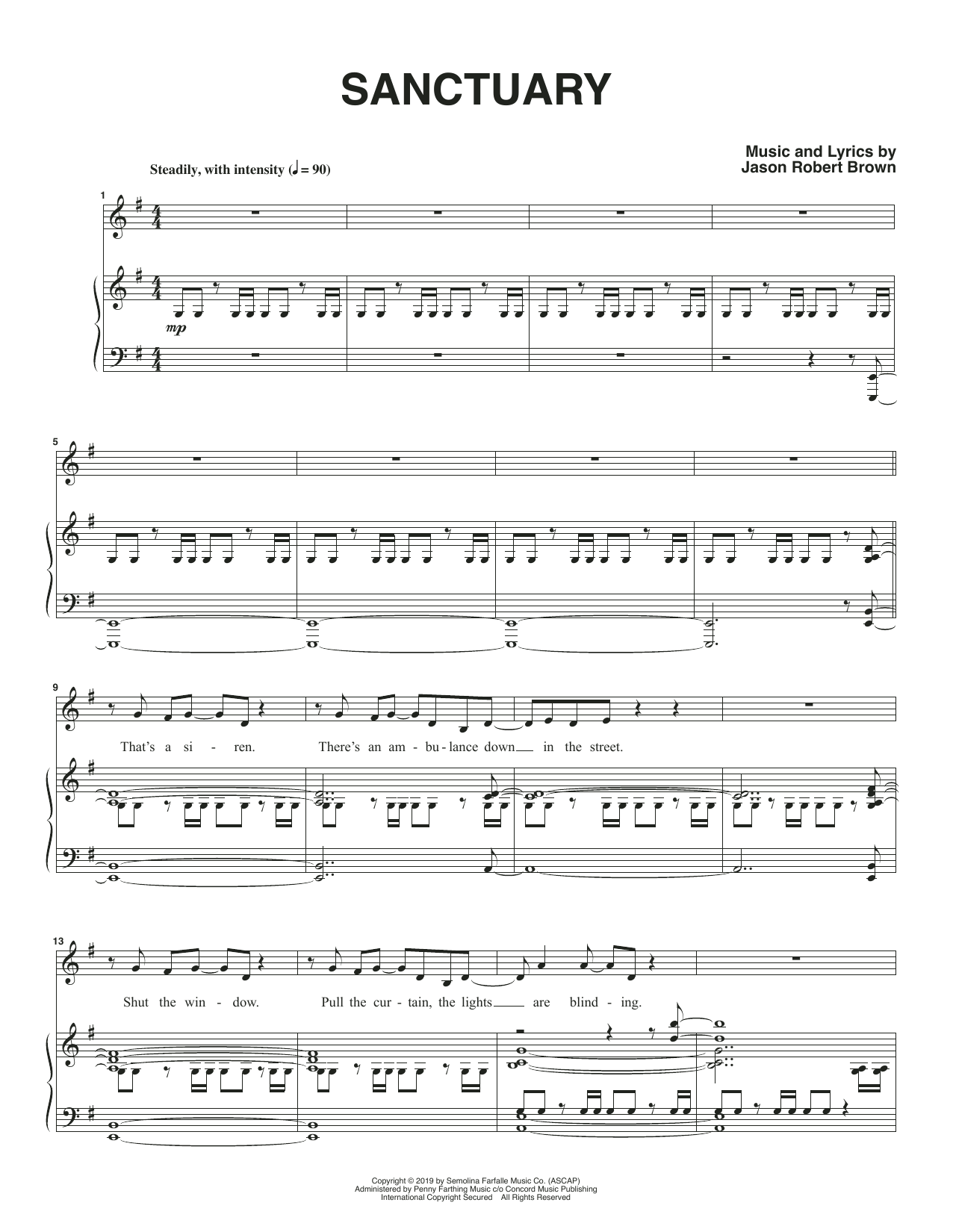 Download Jason Robert Brown Sanctuary Sheet Music and learn how to play Piano & Vocal PDF digital score in minutes