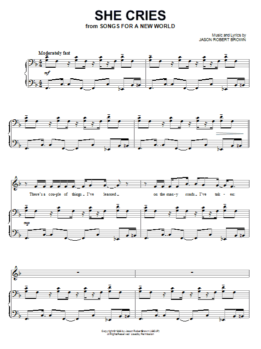 Download Jason Robert Brown She Cries Sheet Music and learn how to play Piano, Vocal & Guitar (Right-Hand Melody) PDF digital score in minutes
