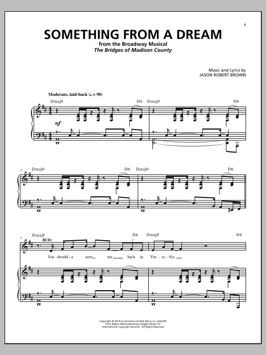 Download Jason Robert Brown Something From A Dream (from 'The Bridges of Madison County') Sheet Music and learn how to play Piano & Vocal PDF digital score in minutes
