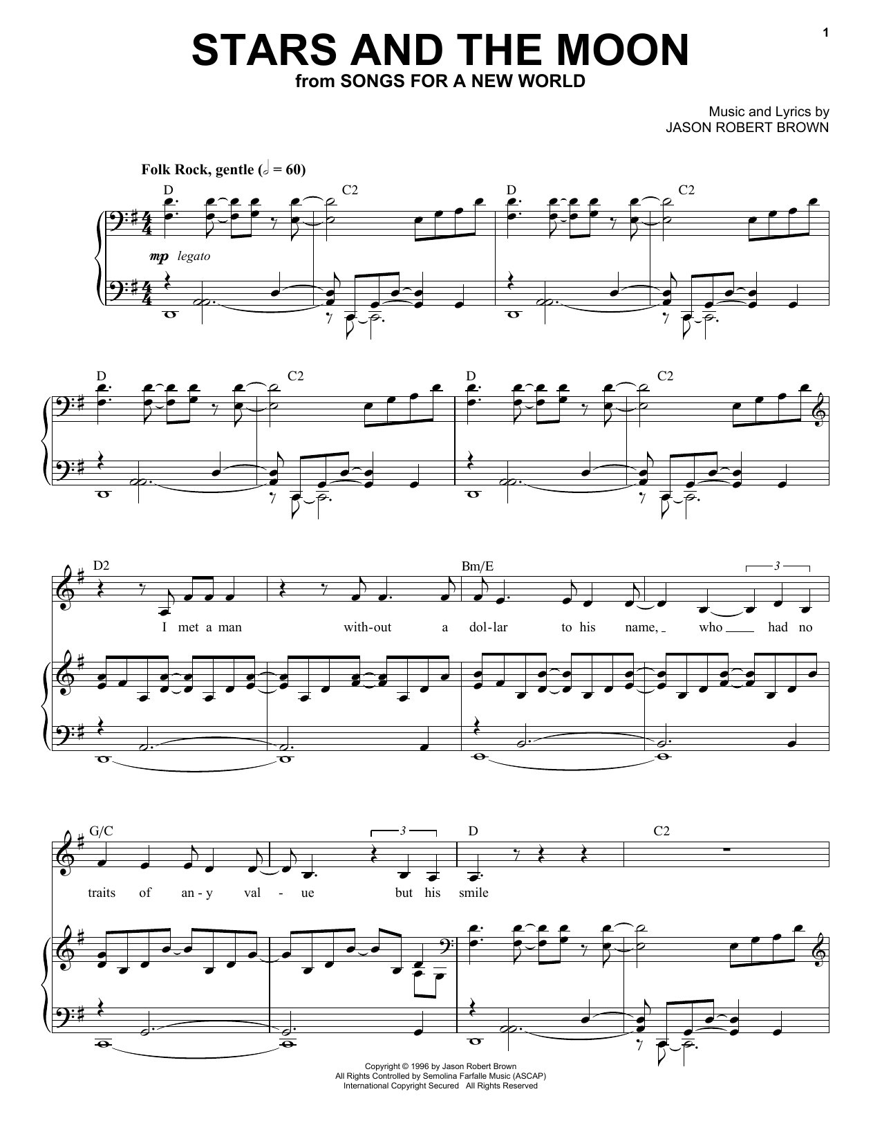 Download Jason Robert Brown Stars And The Moon Sheet Music and learn how to play Melody Line, Lyrics & Chords PDF digital score in minutes