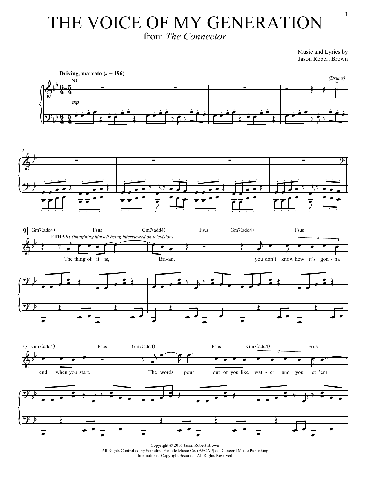 Download Jason Robert Brown The Voice Of My Generation (from The Connector) Sheet Music and learn how to play Piano & Vocal PDF digital score in minutes