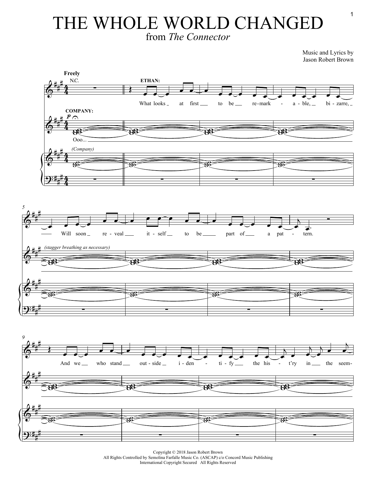 Download Jason Robert Brown The Whole World Changed (from The Connector) Sheet Music and learn how to play Piano & Vocal PDF digital score in minutes