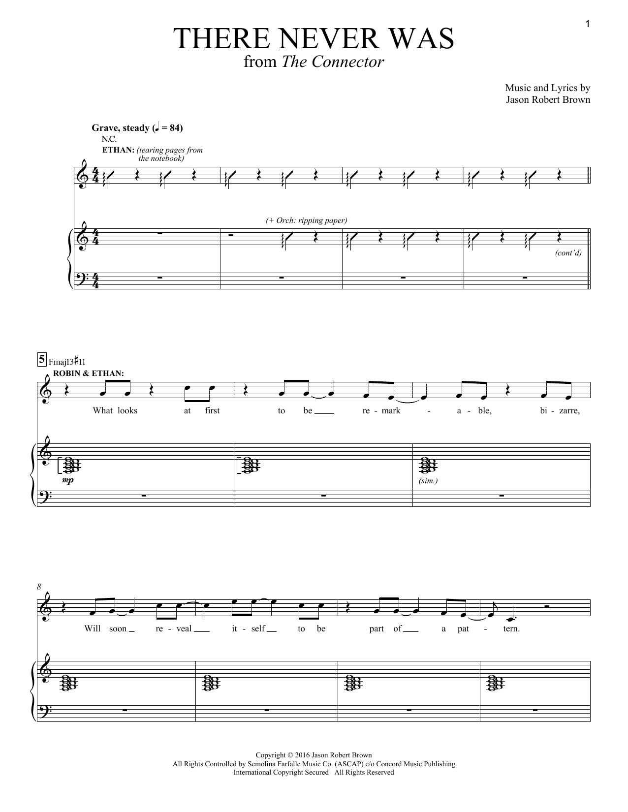 Download Jason Robert Brown There Never Was (from The Connector) Sheet Music and learn how to play Piano & Vocal PDF digital score in minutes