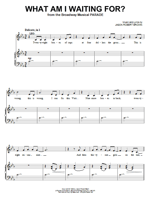 Download Jason Robert Brown What Am I Waiting For? Sheet Music and learn how to play Piano, Vocal & Guitar (Right-Hand Melody) PDF digital score in minutes