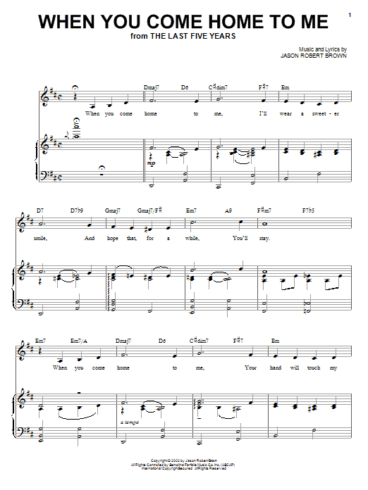 Download Jason Robert Brown When You Come Home To Me Sheet Music and learn how to play Piano, Vocal & Guitar (Right-Hand Melody) PDF digital score in minutes