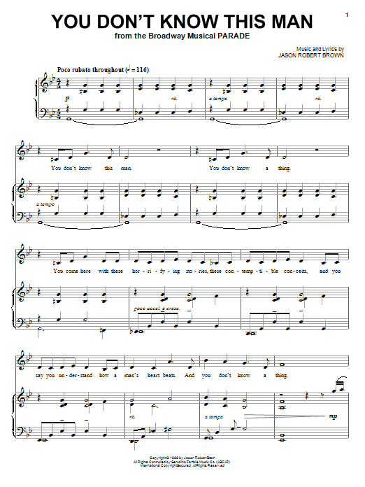 Download Jason Robert Brown You Don't Know This Man Sheet Music and learn how to play Melody Line, Lyrics & Chords PDF digital score in minutes