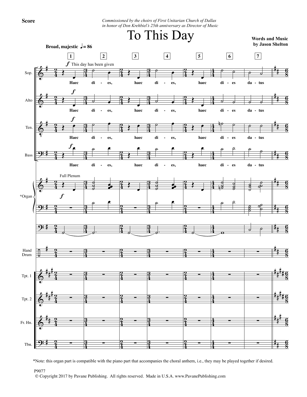 Download Jason Shelton To This Day - Score Sheet Music and learn how to play Choir Instrumental Pak PDF digital score in minutes