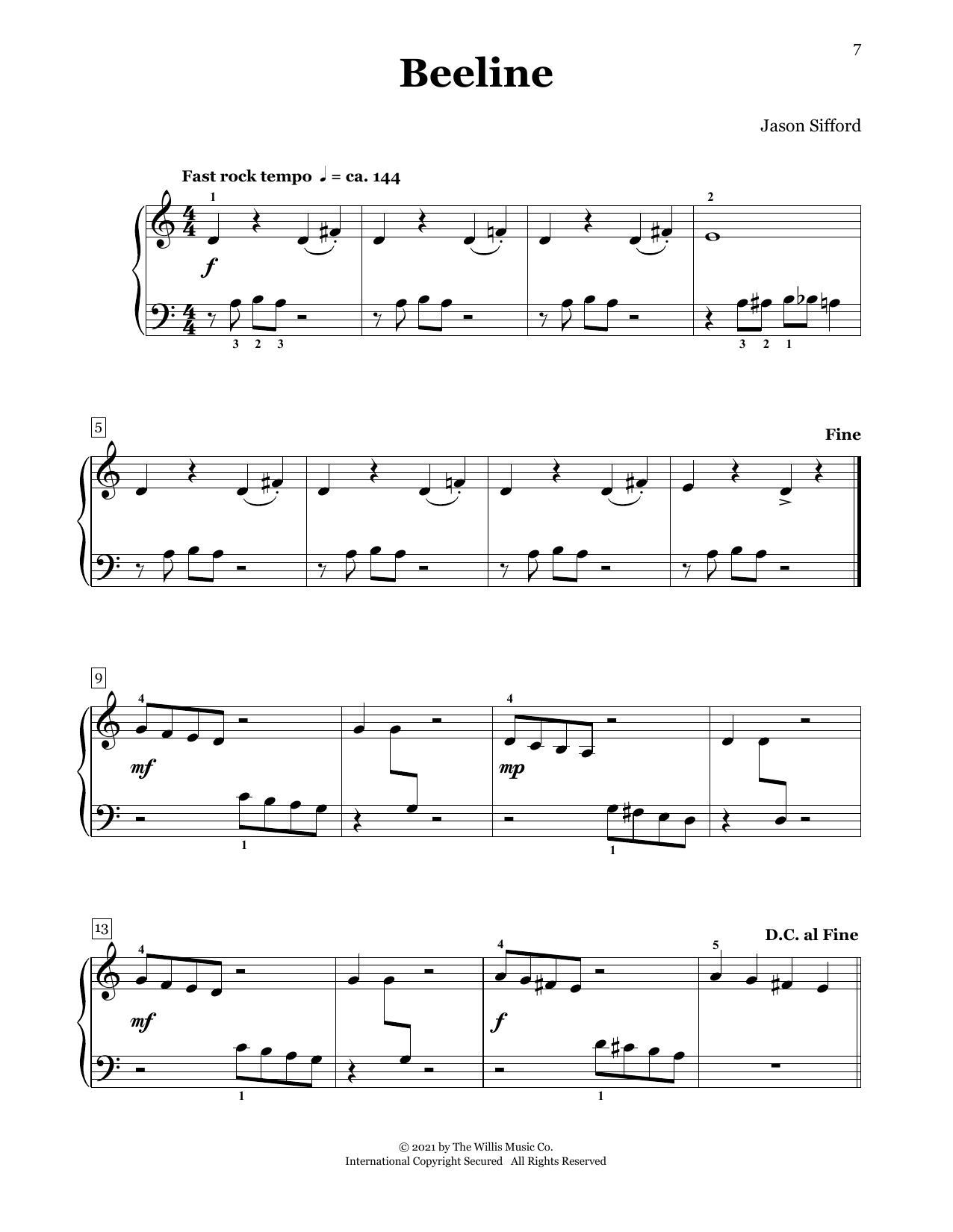 Download Jason Sifford Beeline Sheet Music and learn how to play Piano Duet PDF digital score in minutes