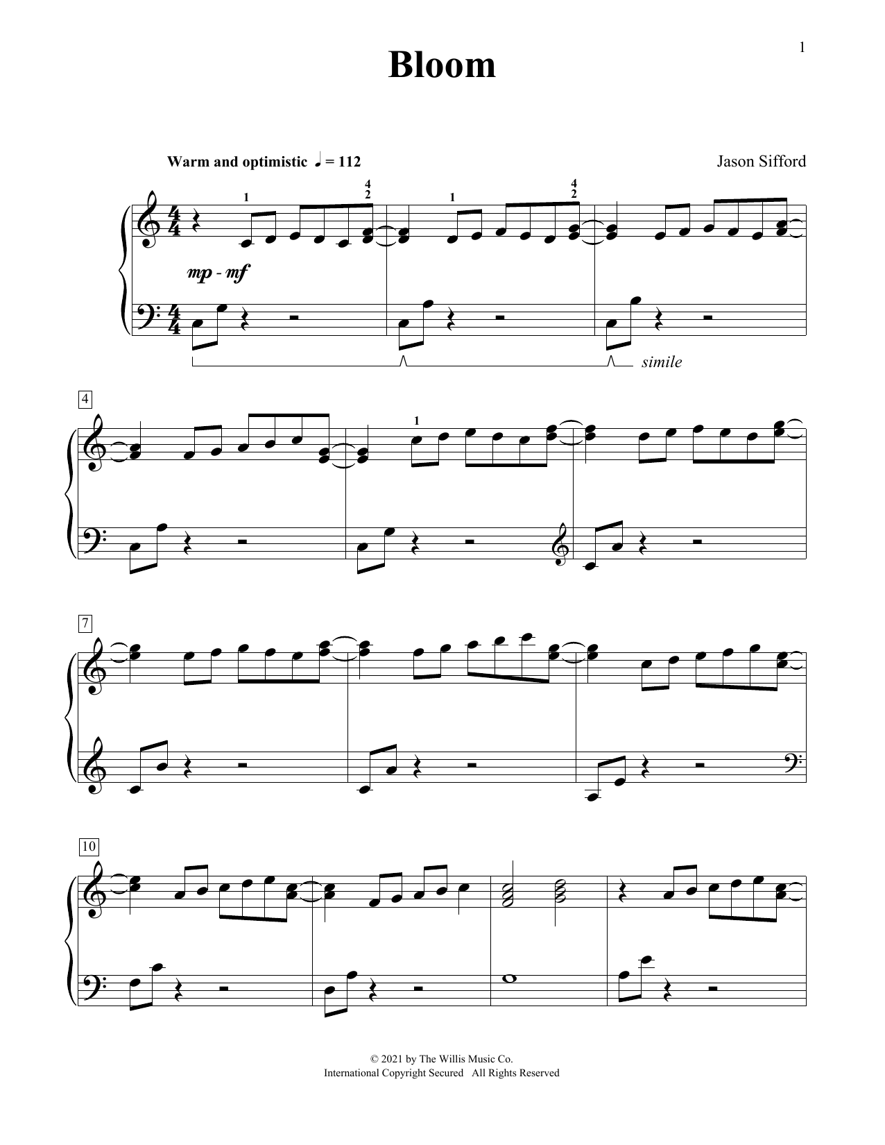 Download Jason Sifford Bloom Sheet Music and learn how to play Piano Duet PDF digital score in minutes