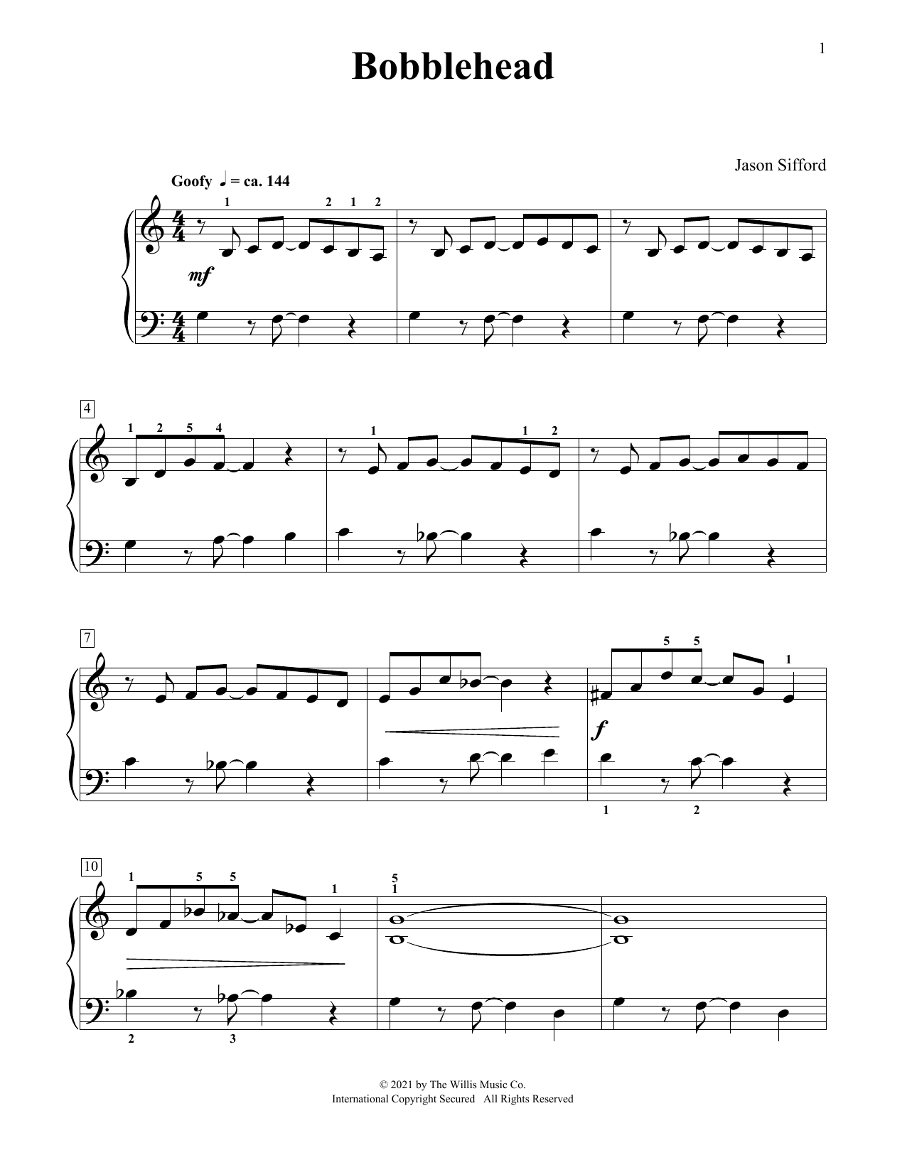 Download Jason Sifford Bobblehead Sheet Music and learn how to play Piano Duet PDF digital score in minutes