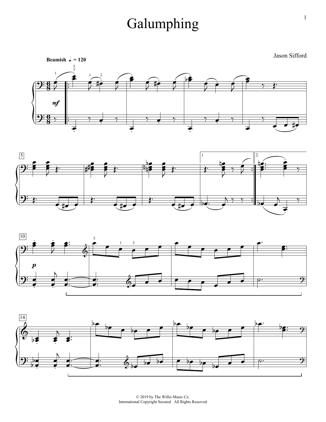 Download Jason Sifford Galumphing Sheet Music and learn how to play Educational Piano PDF digital score in minutes