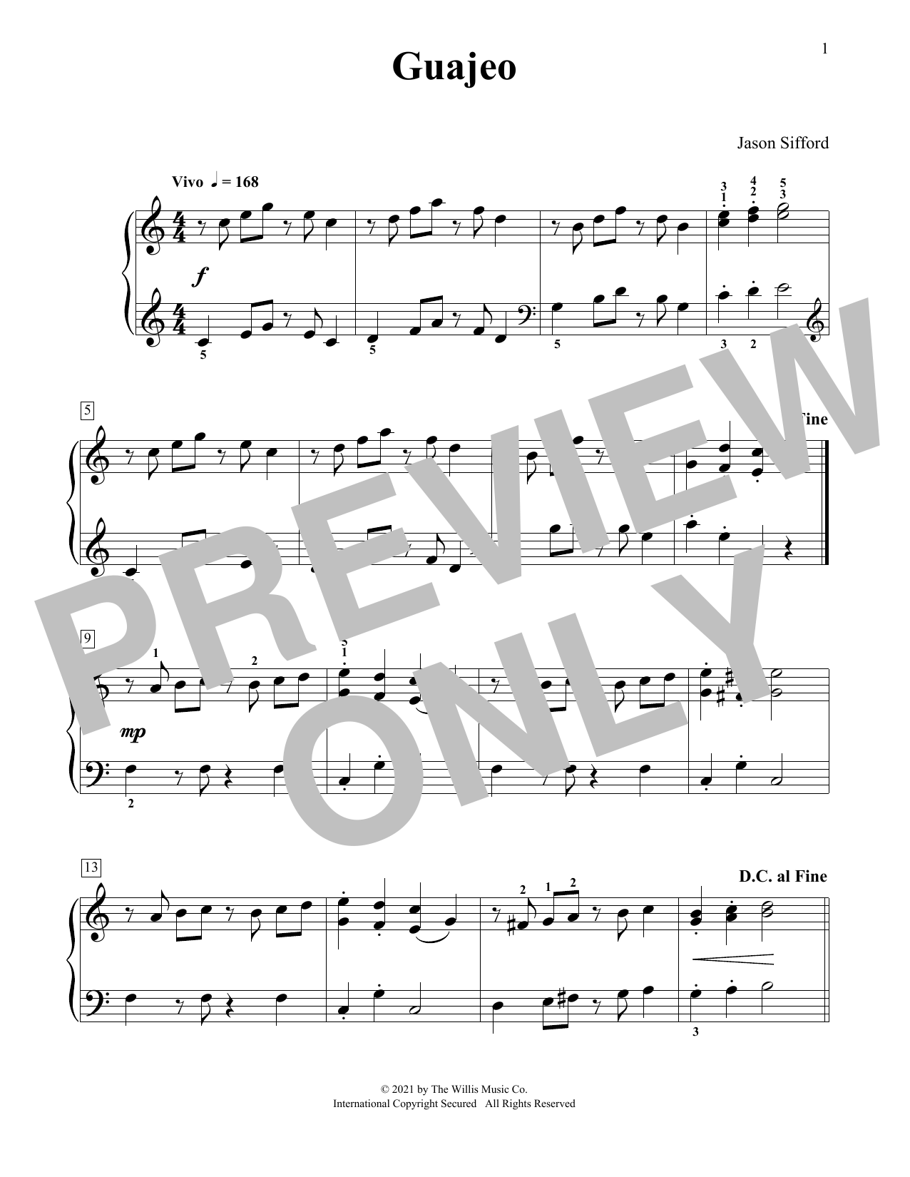 Download Jason Sifford Guajeo Sheet Music and learn how to play Piano Duet PDF digital score in minutes