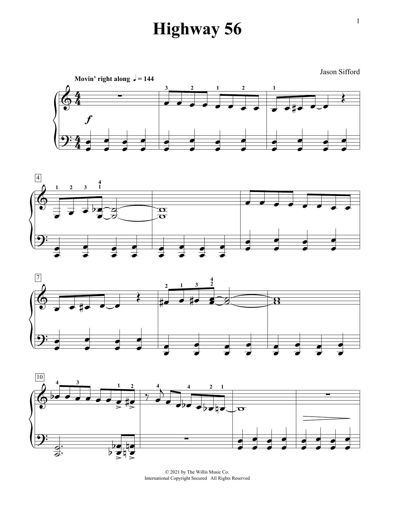 Download Jason Sifford Highway 56 Sheet Music and learn how to play Piano Duet PDF digital score in minutes