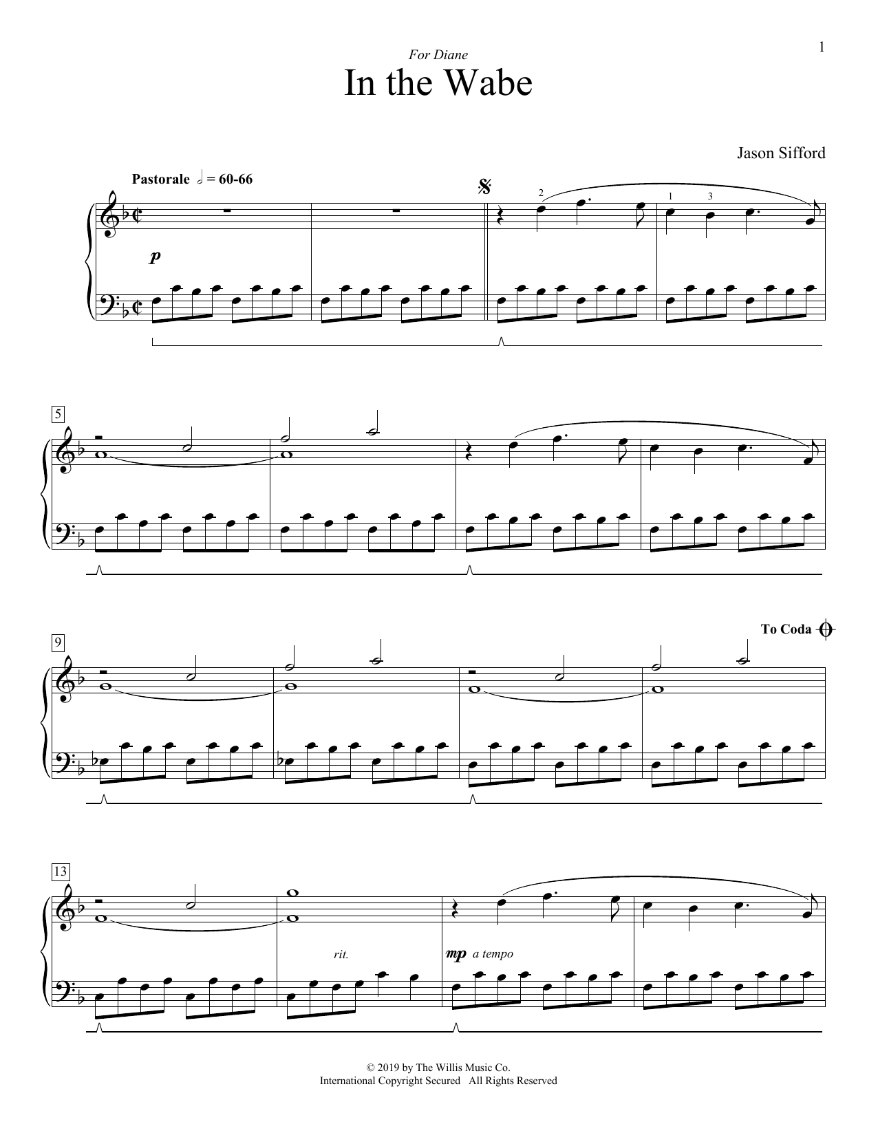 Download Jason Sifford In The Wabe Sheet Music and learn how to play Educational Piano PDF digital score in minutes
