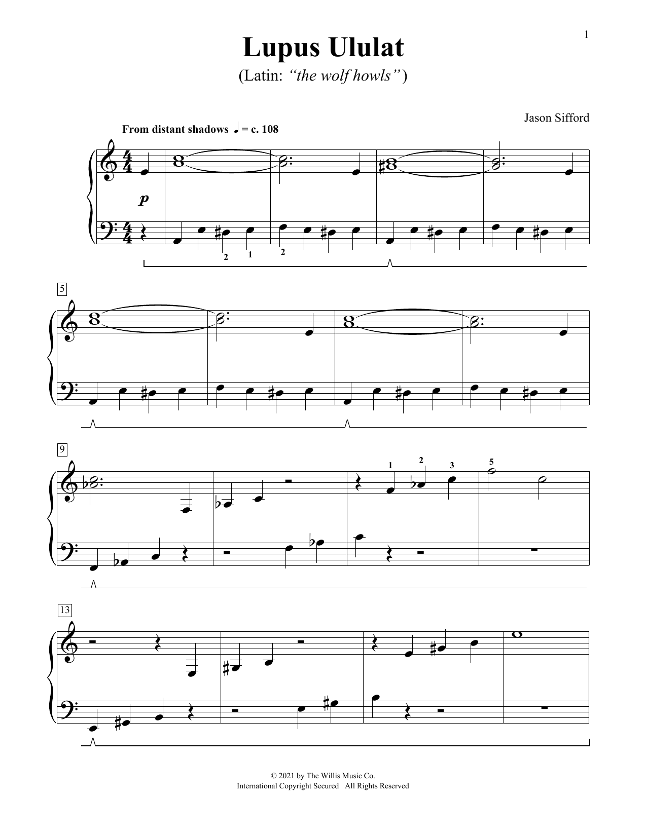 Download Jason Sifford Lupus Ululat (The Wolf Howls) Sheet Music and learn how to play Educational Piano PDF digital score in minutes