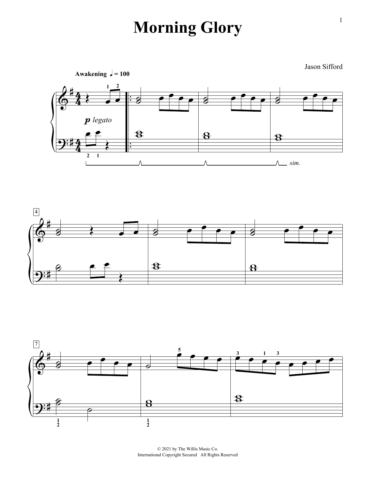 Download Jason Sifford Morning Glory Sheet Music and learn how to play Piano Duet PDF digital score in minutes