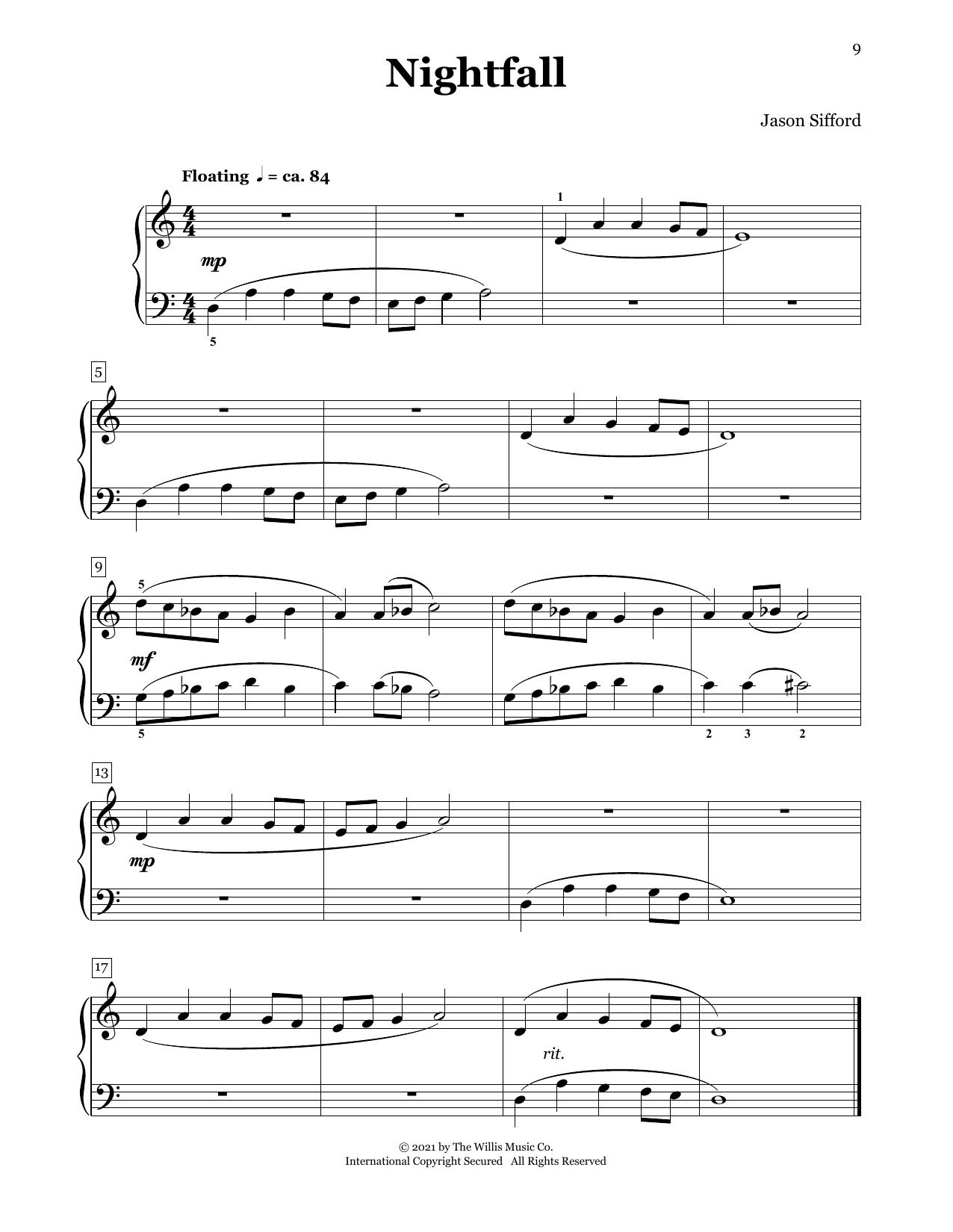 Download Jason Sifford Nightfall Sheet Music and learn how to play Piano Duet PDF digital score in minutes