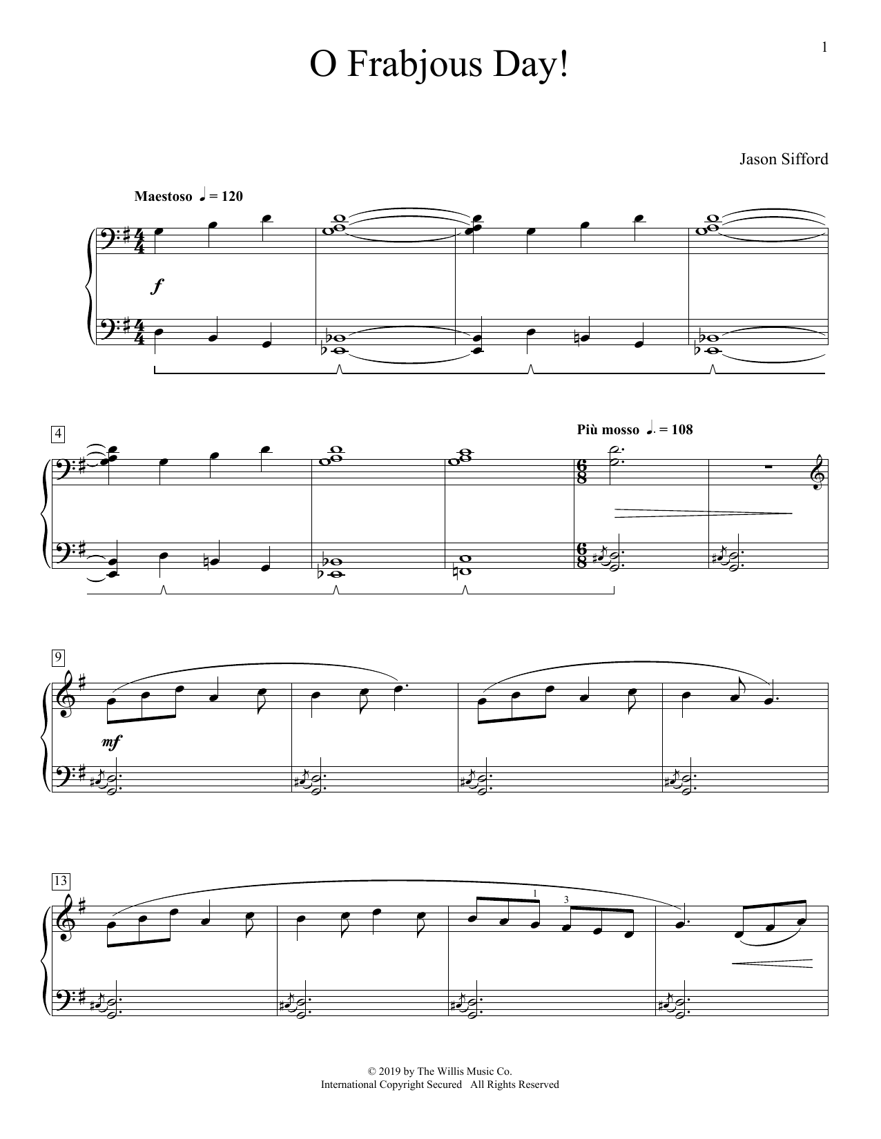 Download Jason Sifford O Frabjous Day! Sheet Music and learn how to play Educational Piano PDF digital score in minutes
