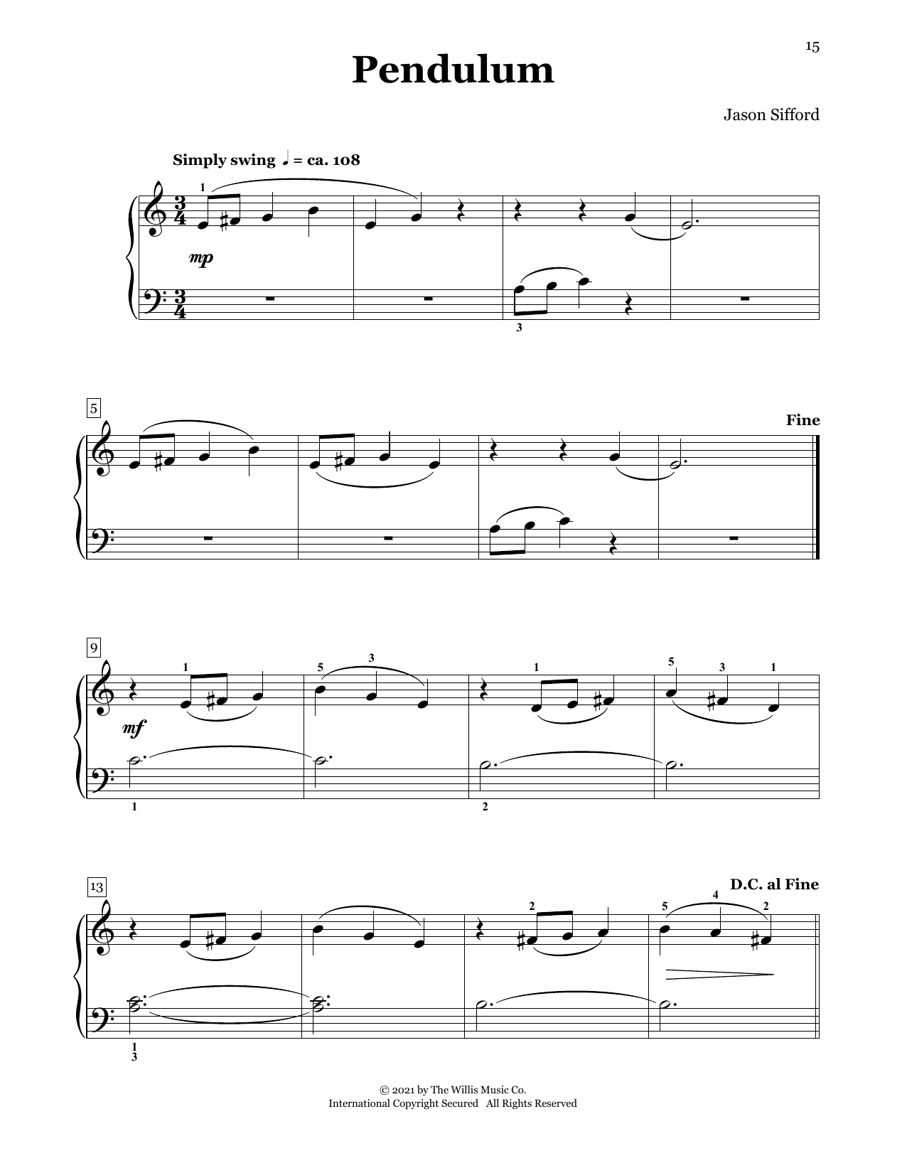 Download Jason Sifford Pendulum Sheet Music and learn how to play Piano Duet PDF digital score in minutes