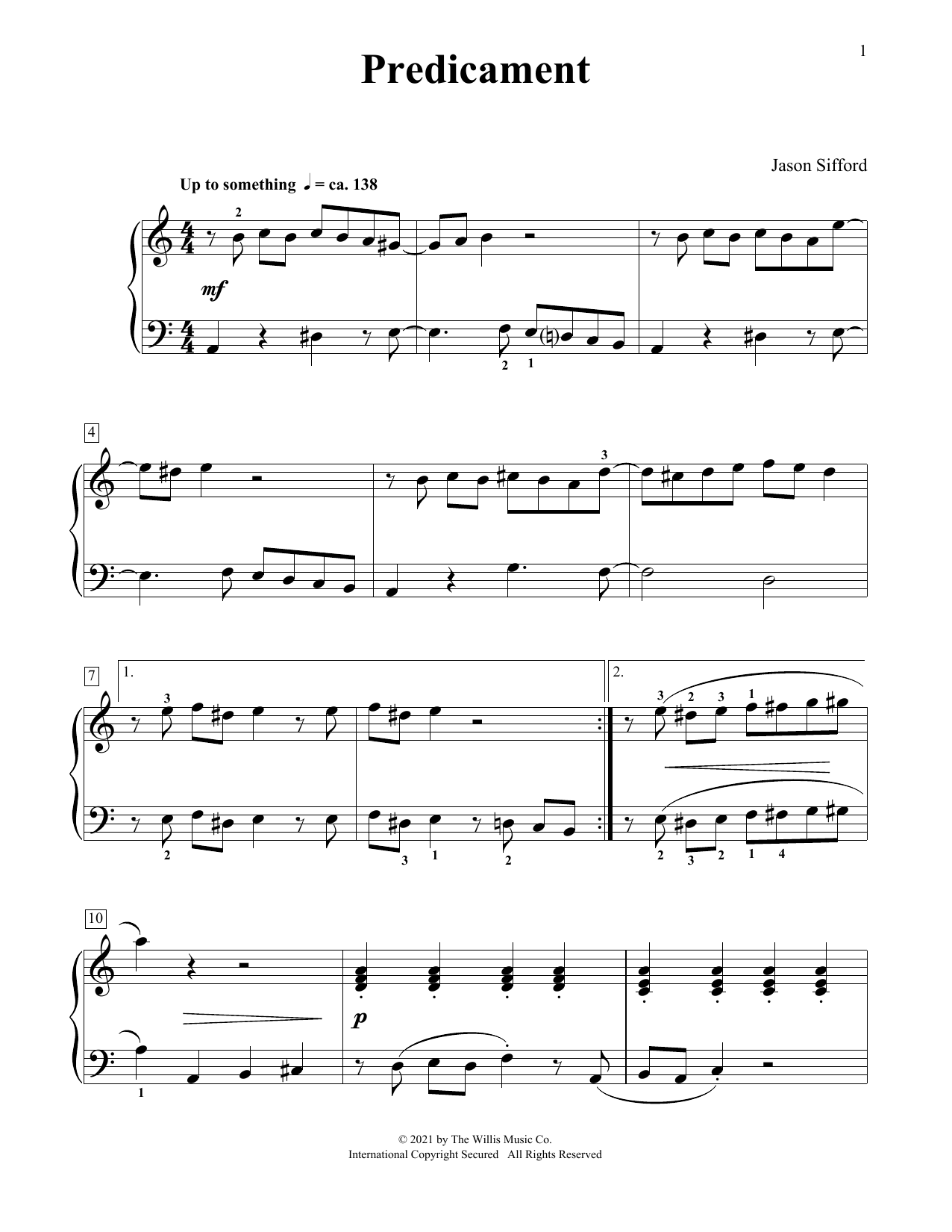 Download Jason Sifford Predicament Sheet Music and learn how to play Piano Duet PDF digital score in minutes