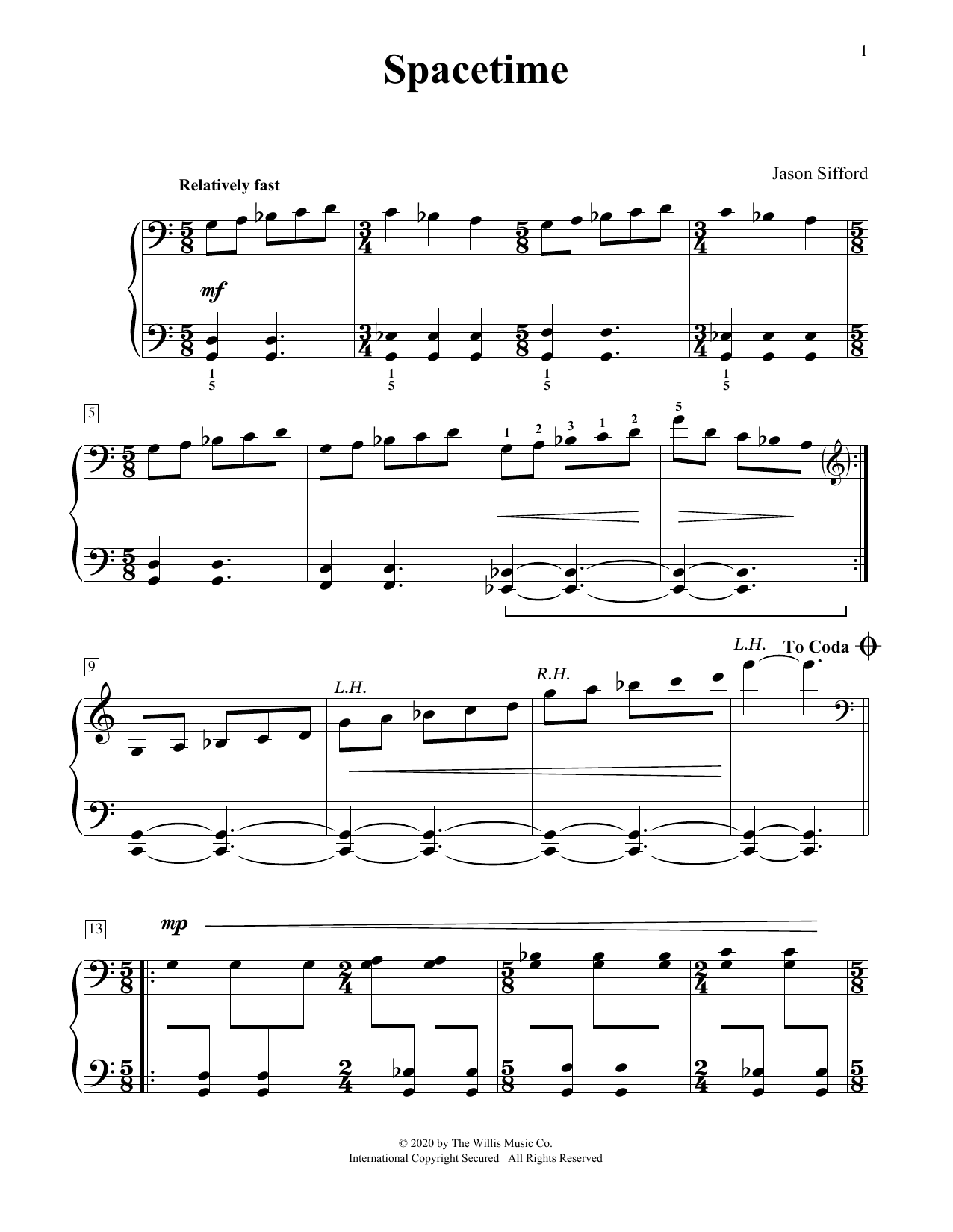 Download Jason Sifford Spacetime Sheet Music and learn how to play Educational Piano PDF digital score in minutes
