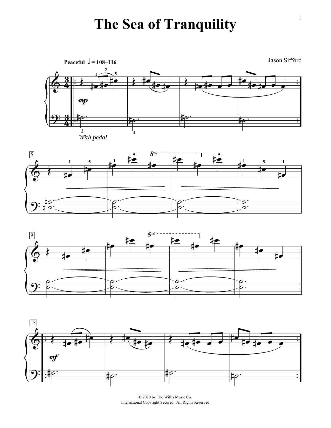 Download Jason Sifford The Sea Of Tranquility Sheet Music and learn how to play Educational Piano PDF digital score in minutes