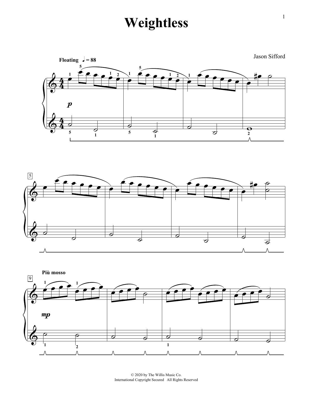 Download Jason Sifford Weightless Sheet Music and learn how to play Educational Piano PDF digital score in minutes