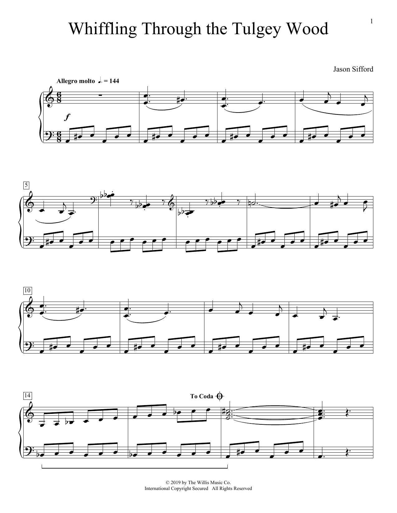 Download Jason Sifford Whiffling Through The Tulgey Wood Sheet Music and learn how to play Educational Piano PDF digital score in minutes