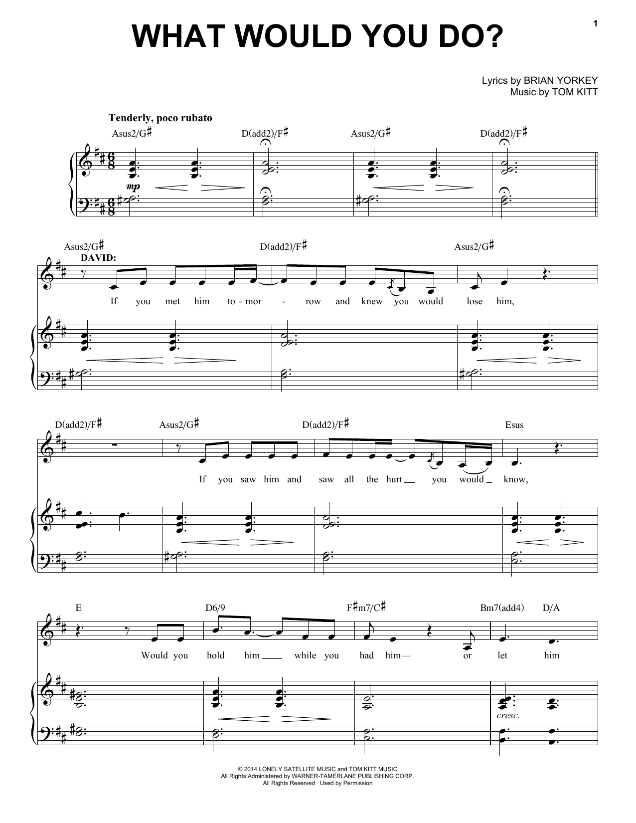 Download Tom Kitt What Would You Do? (from If/Then) Sheet Music and learn how to play Piano & Vocal PDF digital score in minutes